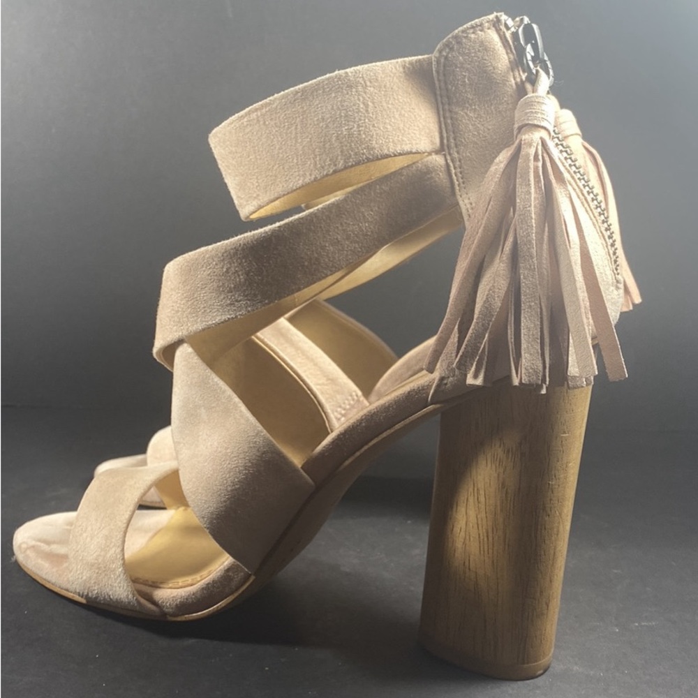 Splendid Jara Statement Pink Blush Suede Strappy Heels 8.5